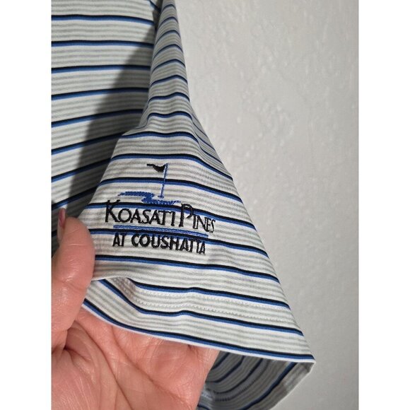 Mens Golf FootJoy Short Sleeve Polo Stripped Size Large Koasati Pines Logo - Picture 3 of 6